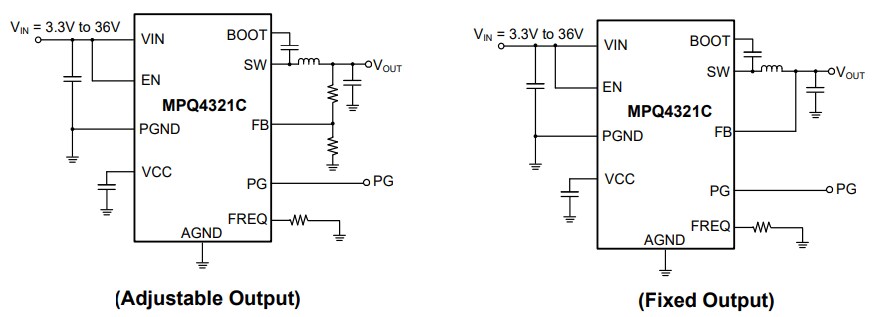 Application Circuit Diagram - Monolithic Power Systems (MPS) MPQ4321C Synchronous Step-Down Converters
